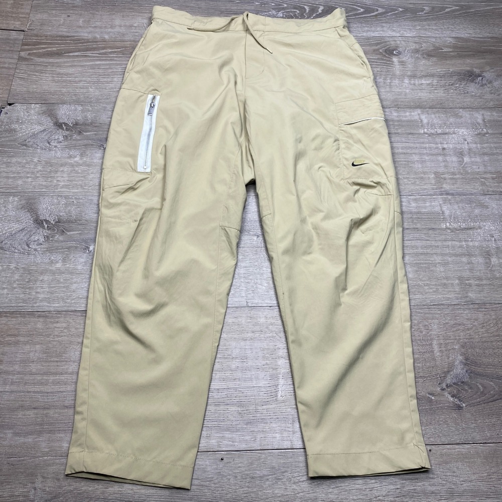 Nike Cargo Pants Mens 34 Khaki Tan Nylon Utility Sportswear Hiking Casual